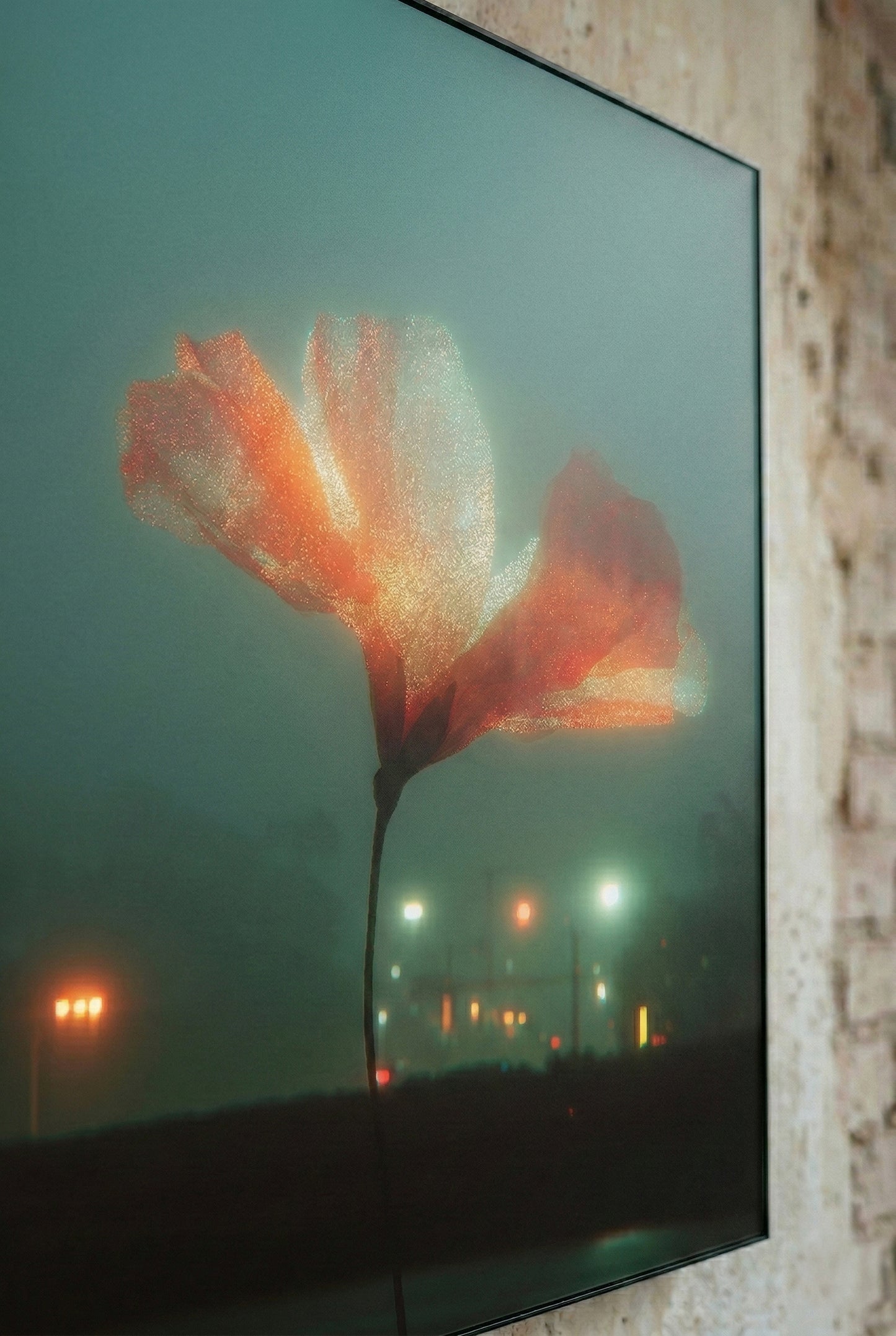 Large format floral art print on matte acrylic plexiglass, contemporary wall art detail, NOA Editions Paris