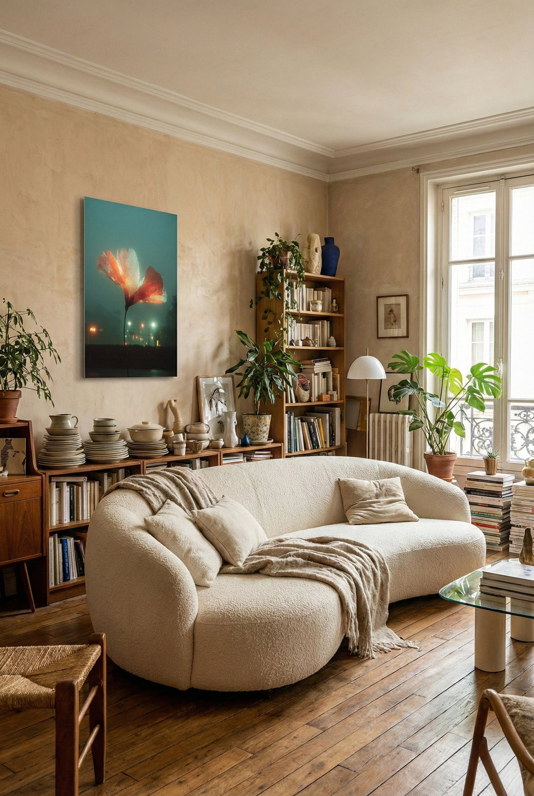 parisian apartment with bloom art