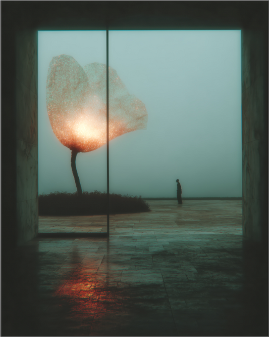 Contemporary digital art print on matte acrylic — glowing light tree, wall art for home by NOA Paris