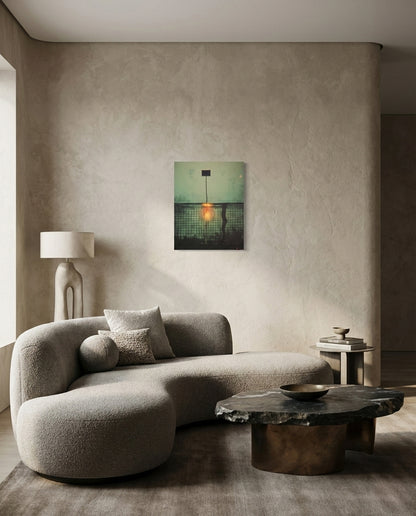 Surreal underwater art print in modern living room, contemporary wall art on plexiglass acrylic NOA Editions